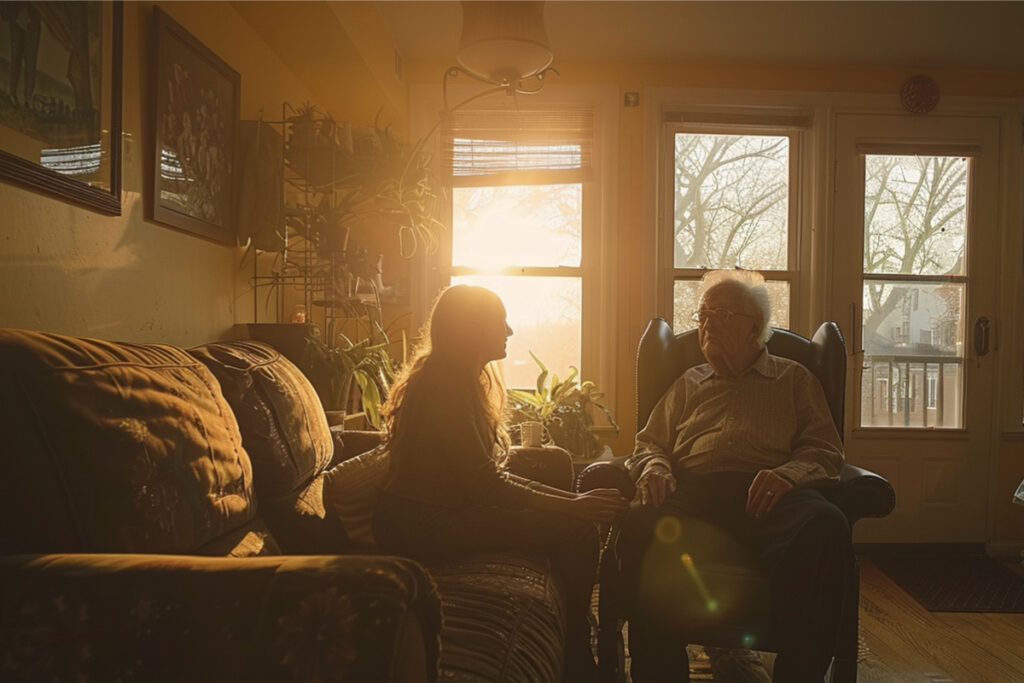 Image 1 old age home, elderly living, father and daughter
