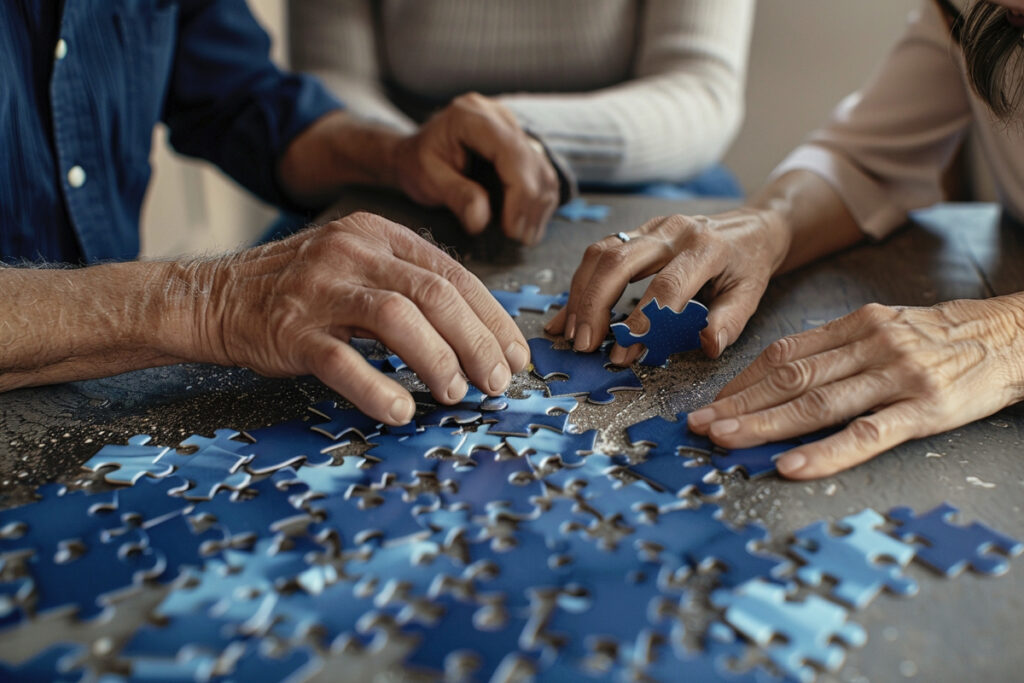 elderly care, puzzle, old age home